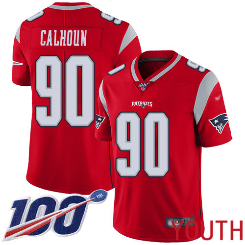 New England Patriots Football #90 100th Season Limited Red Youth Shilique Calhoun NFL Jersey
